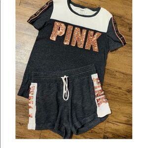 VS PINK BLING OUTFIT SHORTS SET XS